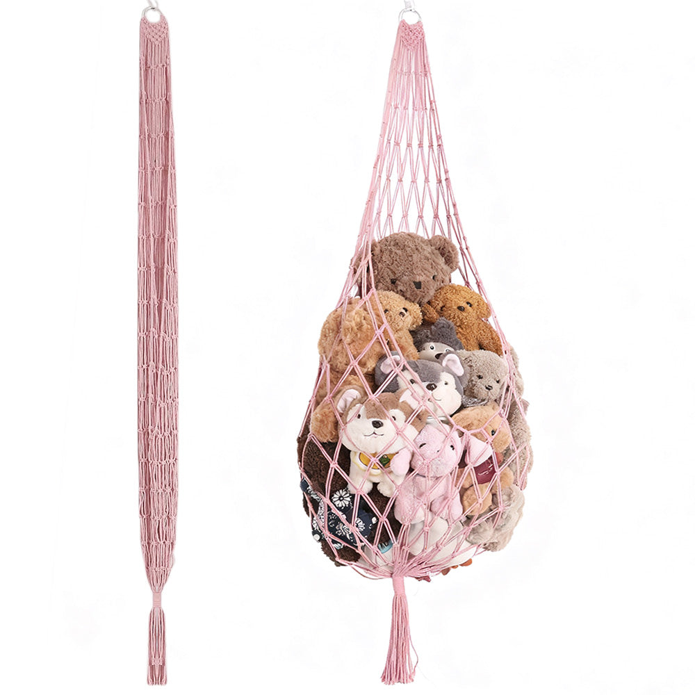 Stuffed Animal Storage Organizer Hammock Hanging Plush Toy Holder Pink