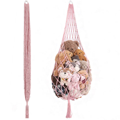 Stuffed Animal Storage Organizer Hammock Hanging Plush Toy Holder Pink