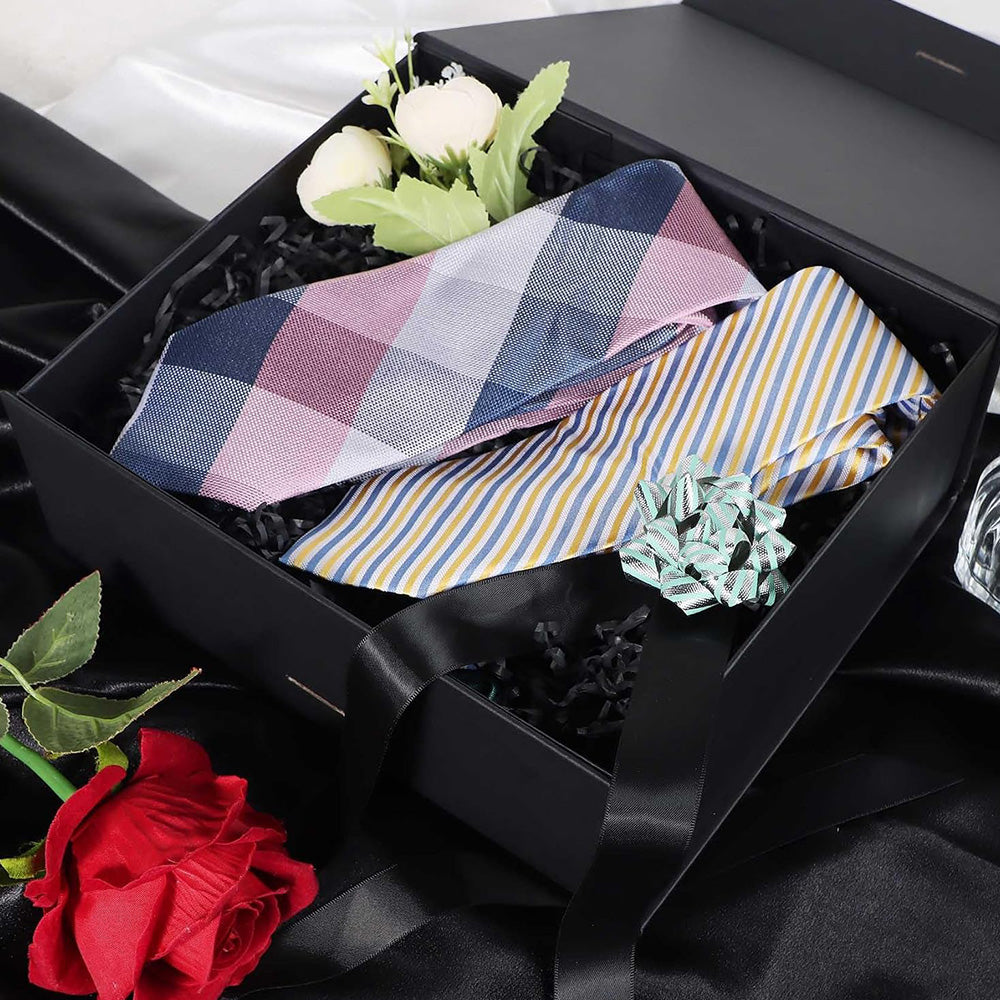 Black Easy Attached Gift Boxes Set of 3 Gift Boxes with Satin Ribbon