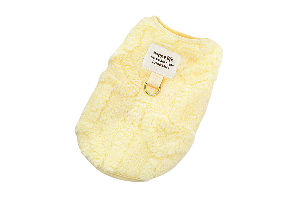 Sherpa Fleece Dog Jumper Sweater with D-Ring for Small Dogs Chihuahua Yorkshire -Yellow