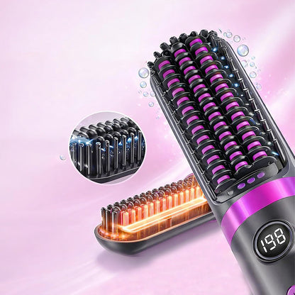 Hair Straightener Brush with Base-Grey