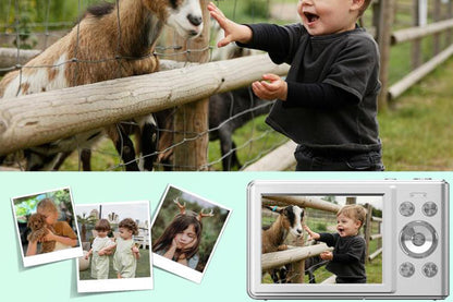 2.8 Inch Digital Camera 1080P Video Camera with 32GB Card 8X Zoom Anti Shake Compact Small Camera-Silver