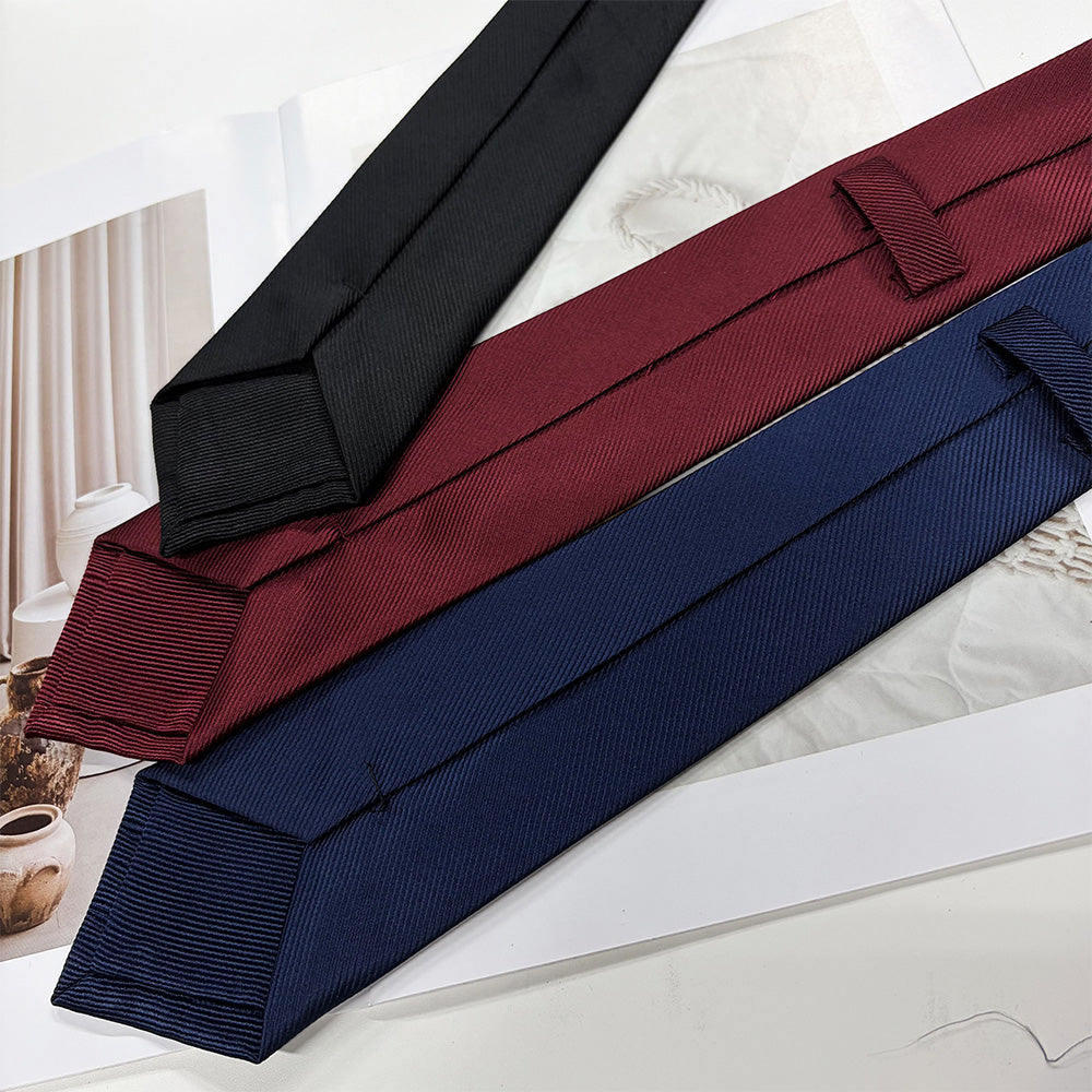 3 Packs Pre-tied Zipper Tie Ready to Wear Solid Colour Business Neckties