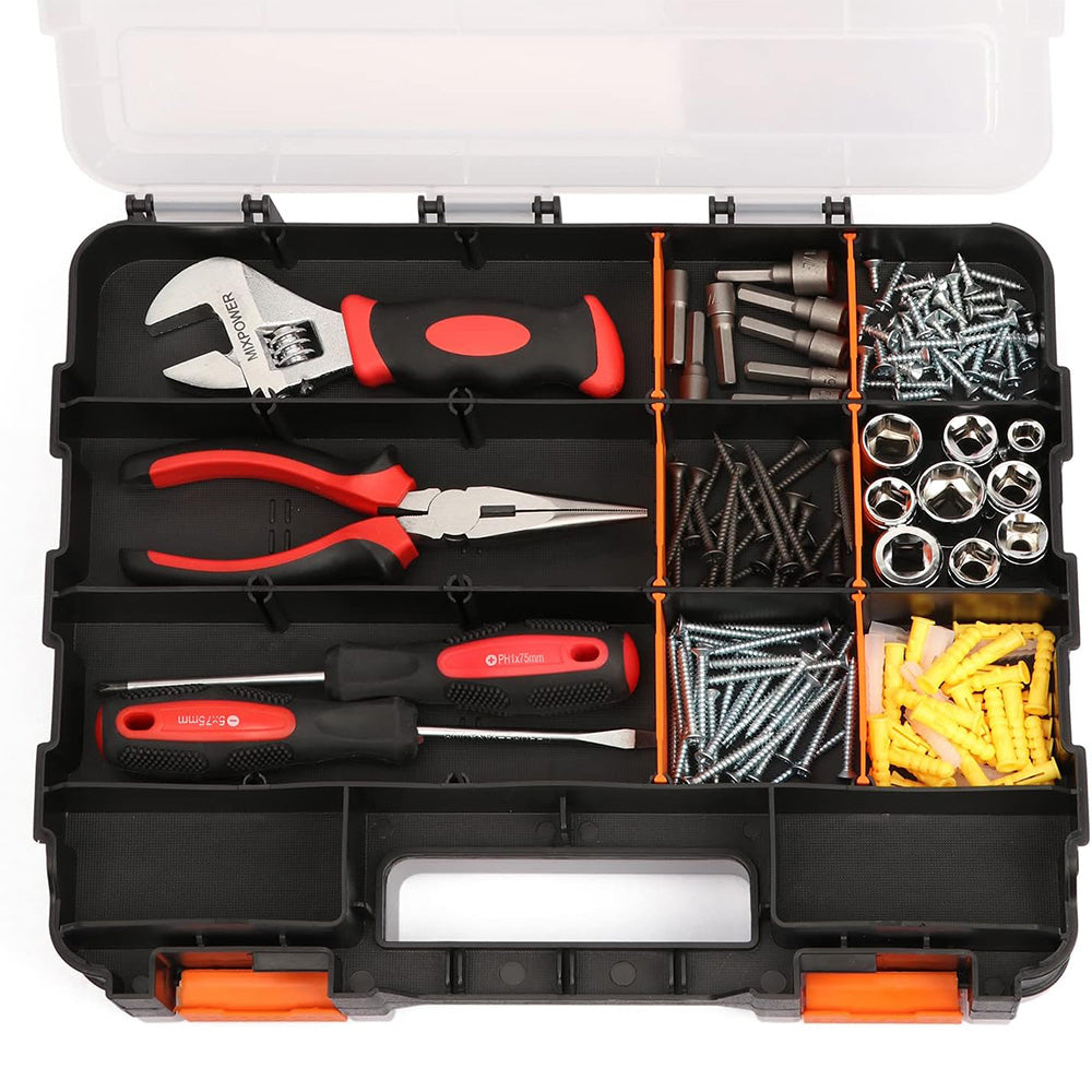 34 Grid Double Sided Tool Organizer Box for Screws Nuts - Orange