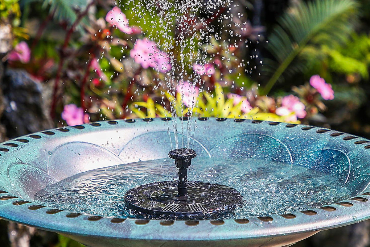 Solar Bird Bath Fountain Pump with 6 Replacement Nozzles