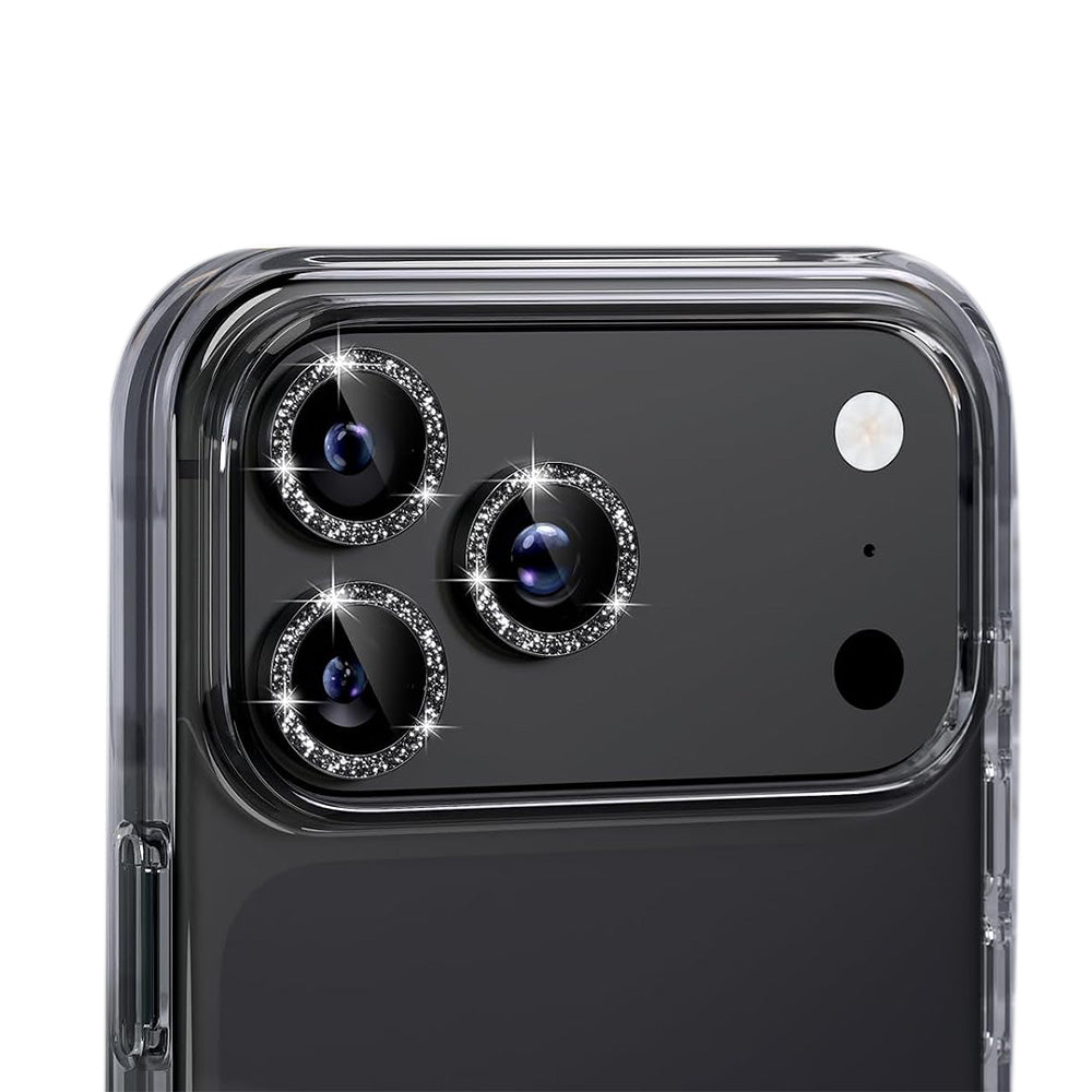Glitter Camera Lens Protector for iPhone 18 Pro Alumina Glass Lens Cover Black