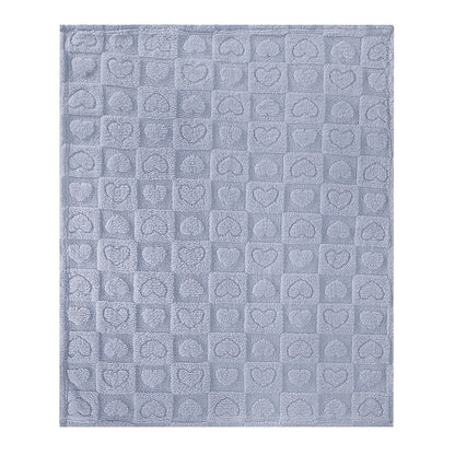 Cozy Fleece Blanket Heart Checkered Blanket for Sleeping Napping Blue