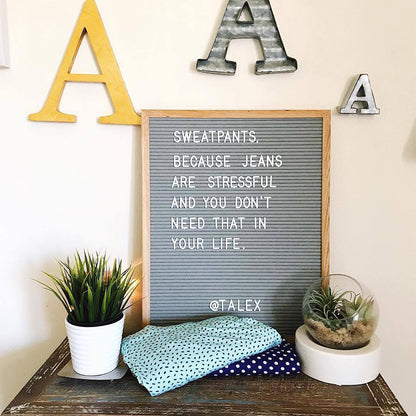 30x40 cm Felt Letter Board with Letters Numbers and Stand-Grey