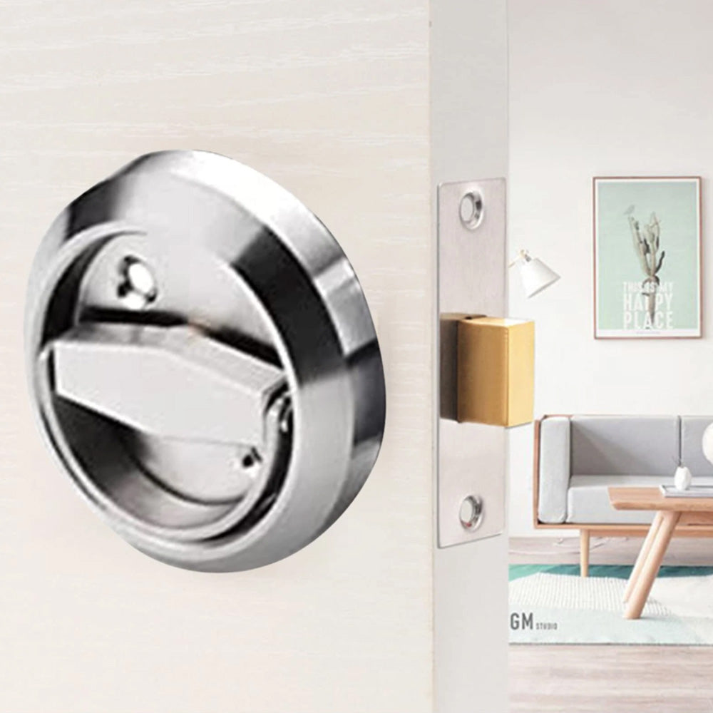 Hidden Door Lock Invisible Latch Double Sided Privacy Lock for Bedroom Bathroom Stainless Steel-Silver