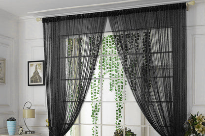 Shimmer Tassel String Door and Window Divider Curtain - Black