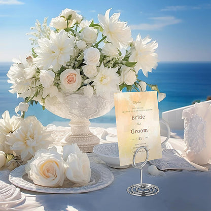 30Pcs Set Table Number Holders Place Card Name Menu Clips Table Sign Holders for Wedding Party Silver