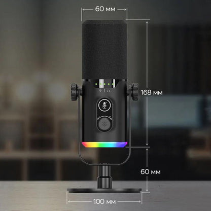 RGB Dynamic Gaming Microphone XLR/USB Interface for PC Streaming Podcast Recording Style 2