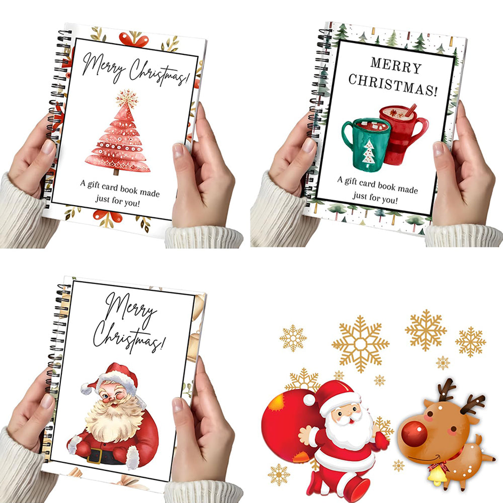 3 Pieces Christmas Gift Card Book Coil Bound Card Holder - Christmas Tree
