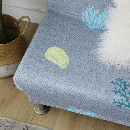 Printed Armless Futon Slipcovers Stretch Folding Sofa Bed Cover with Elastic Bottom -Grey