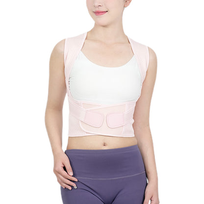 Adjustable Unisex Shoulder Brace Belt Low Back Support For Women Men-Pink
