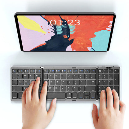 Foldable Bluetooth Keyboard Wireless Portable Keyboard Rechargeable for Laptop Tablet Smartphone Device Gray
