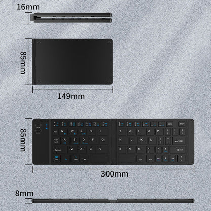 Foldable Wireless Keyboard Mouse Set Tri-Mode Bluetooth 2.4G Rechargeable - Black