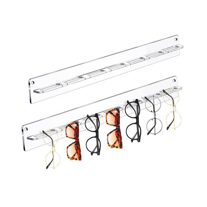 2 Pcs Eyeglasses Storage Rack Punch-free Wall Mounted Acrylic Sunglasses Holder Display Stand Transparent