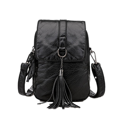 Women Mobile Phone Bag PU Leather Purse Wallet Shoulder Pouch Small Crossbody Bag Black