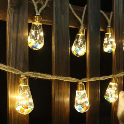 8M Solar String Lights Outdoor Vintage Rope Hemp Patio Bulb Lights for Christmas Garden Fence Balcony Style 2