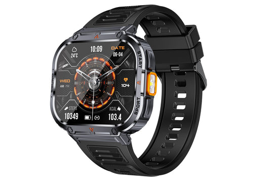 Smart Watch 2.0-Inch Fitness Watch with Flashlights Heart Rate Sleep Monitor Blood Oxygen 100 Sports Modes Activity Tracker-Black