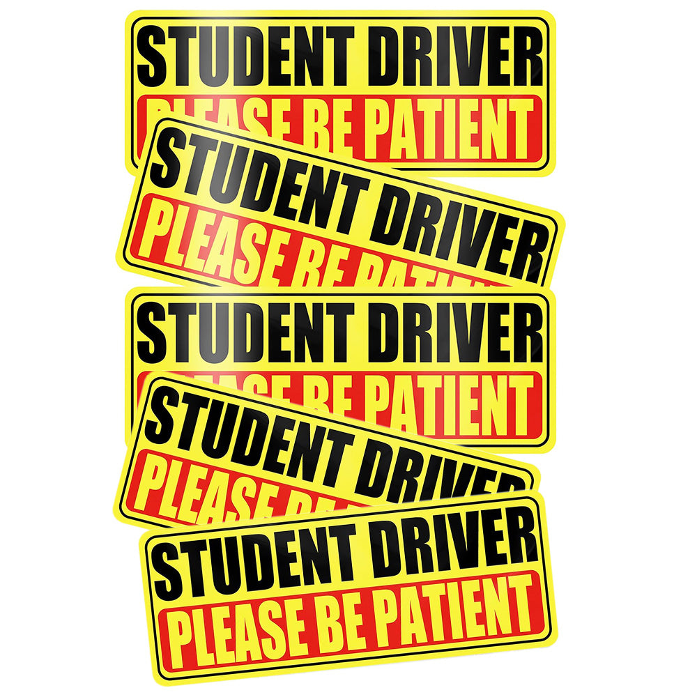 5Pcs Student Driver Sticker Reflective Please Be Patient Car Sticker-Style2