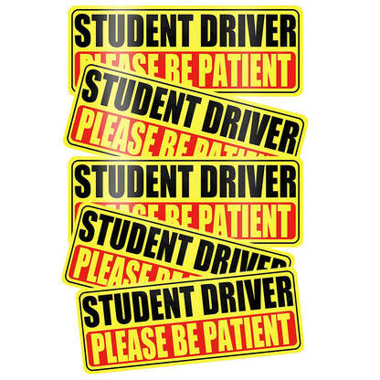 5Pcs Student Driver Sticker Reflective Please Be Patient Car Sticker-Style2