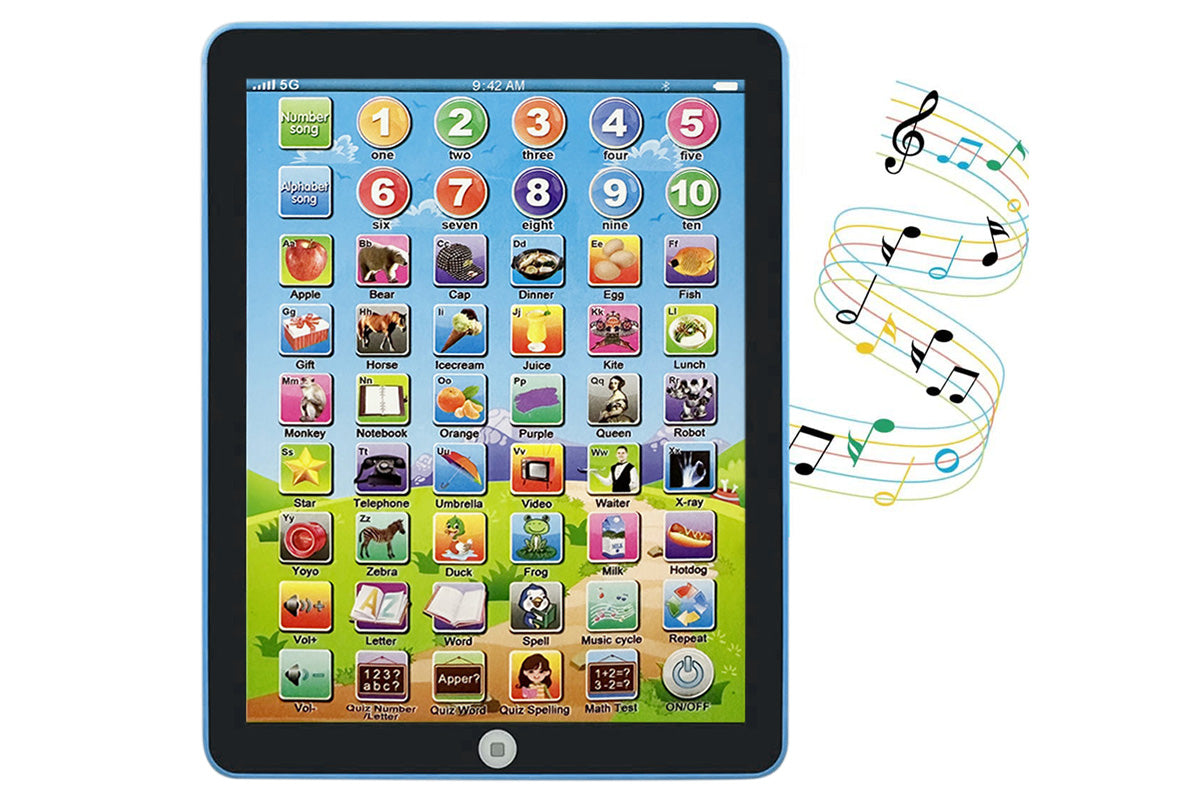 Little Ones Learning Pad to Learn Music Words Alphabet Electronic Educational Toy-Blue
