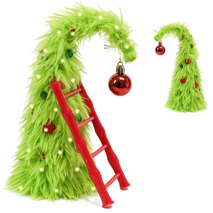 Bendable Desktop Christmas Tree with Lights and Mini Ladder - Red Ball