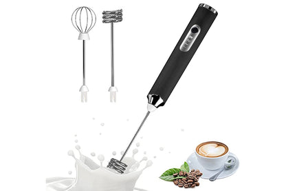 Electric Milk Frother Handheld Mini Drink Mixer Whisk Drink Foam Mixer with USB Rechargeable Frother for Coffee Latte-Black