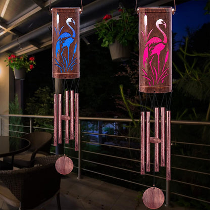 Solar Wind Chimes Hanging Lights Outdoor Hollowed Out Metal Wind Chimes Lamp -Style 1