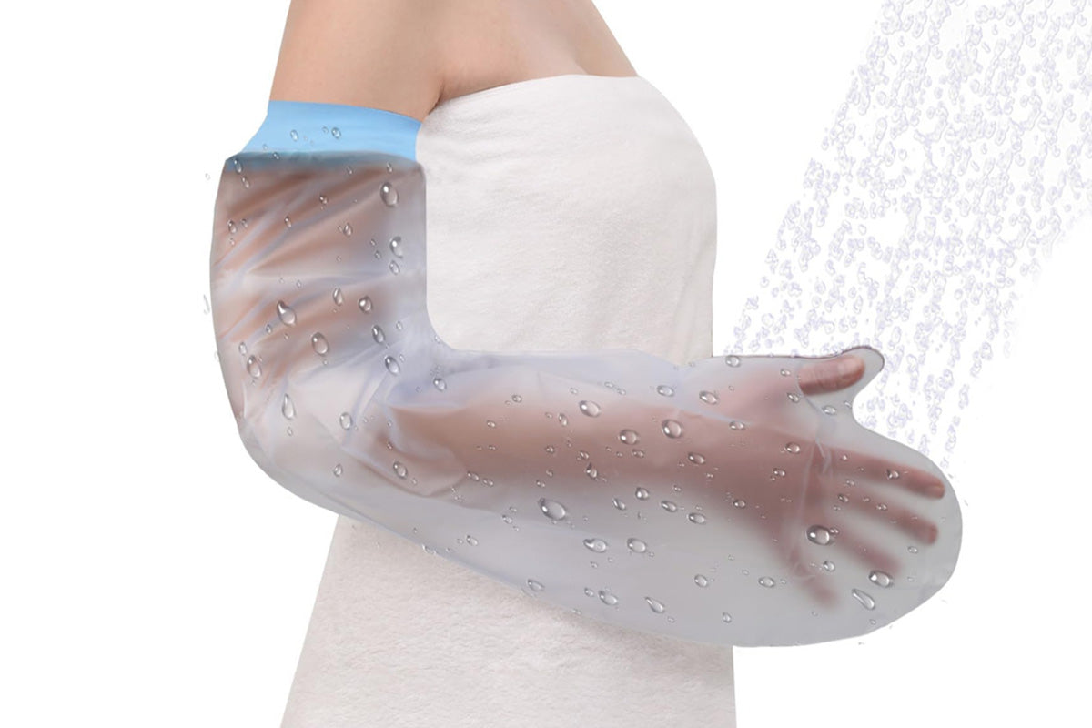 2Pcs Adult Waterproof Shower Arm Cast Cover Reusable Elastic Bandage Protector for Wound Care