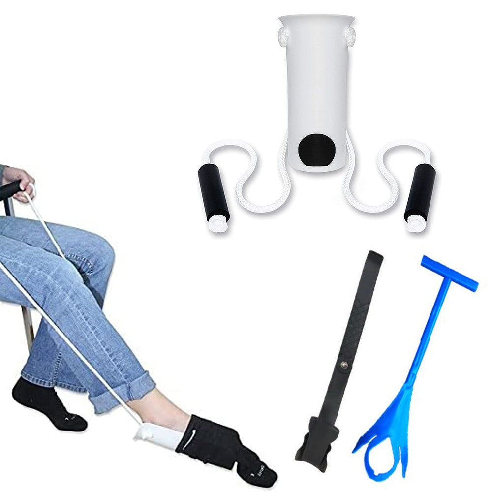 3 in 1 Sock Aids for Putting On Socks with Shoe Horn for Seniors Disabled