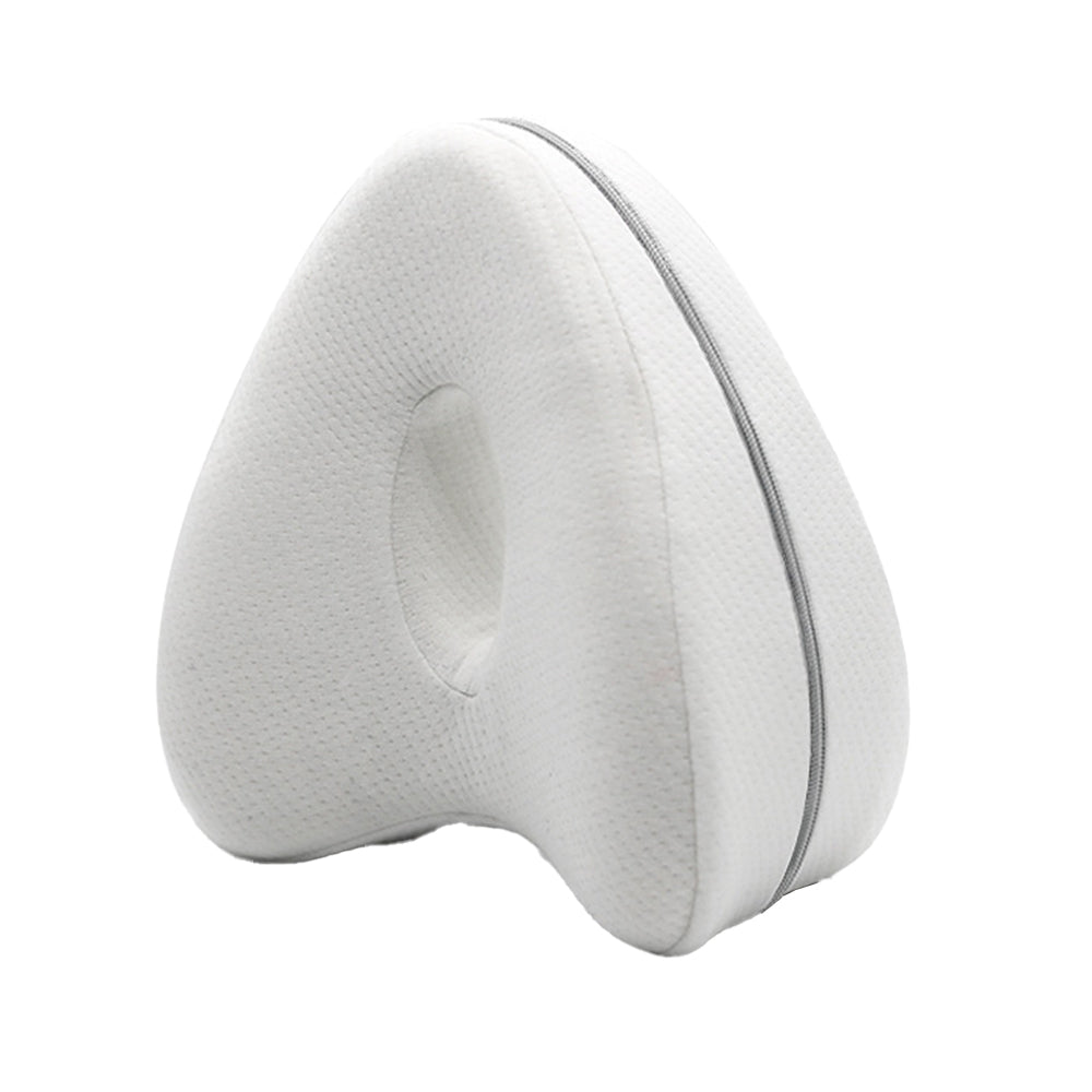 Leg Knee Pillow Memory Foam Knee Support Cushion with Washable Cover for Side Sleeper-White