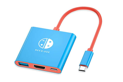 3-in-1 Dock for Nintendo Switch OLED TV Docking Station - Blue and Red
