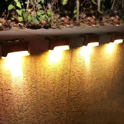 4Pcs LED Solar Fence and Step Lights -Warm Light
