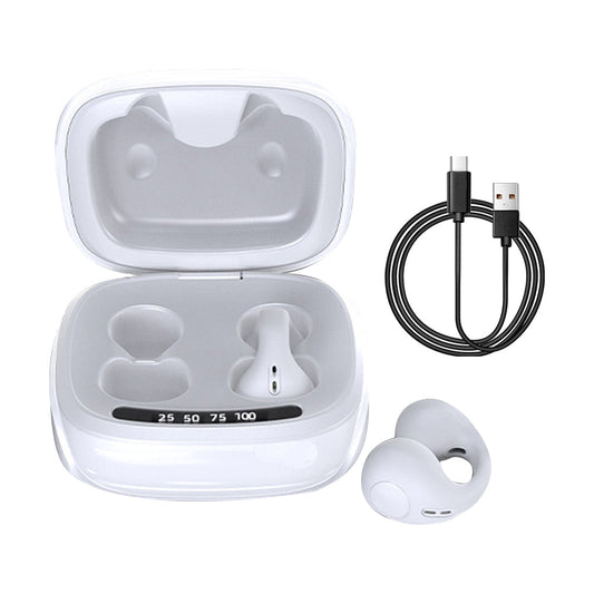 Sports Wireless Bluetooth Headphone Ear Clip Bone Conduction Headset Clip On Earbuds White