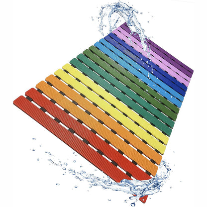 40x63 cm Bath Mat with Strong Suction Cups-Rainbow