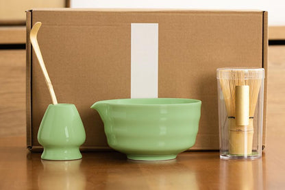 5Pcs Matcha Set Whisk Bowl Spout Scoop Green