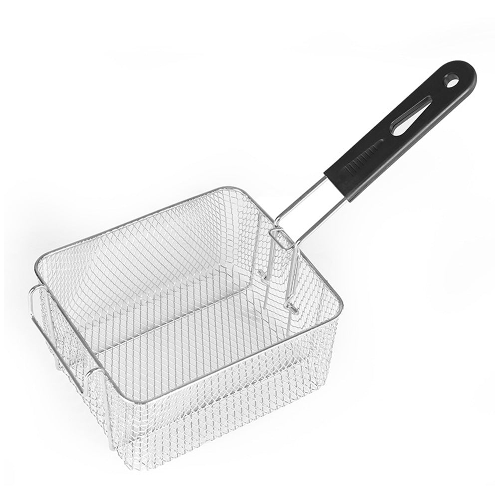 Stainless Steel Deep Fryer Basket with Removable Handle - Rhombus