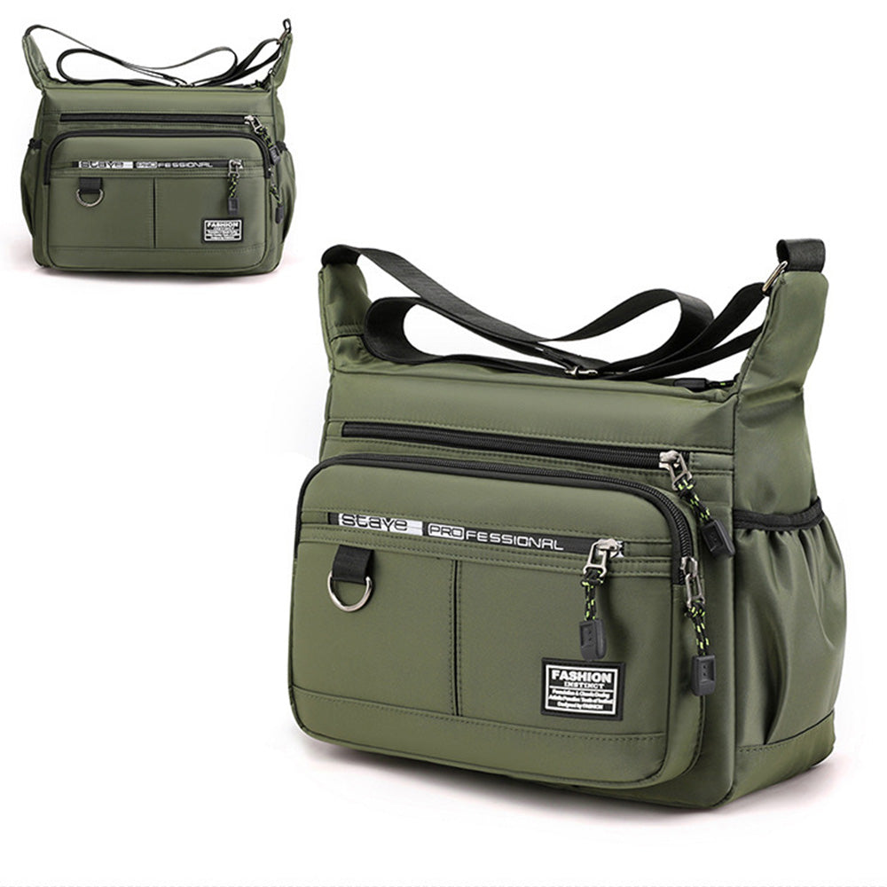 Multi-Pocket Men's Crossbody Shoulder Bag for Outdoor Travel and Commuting -Green