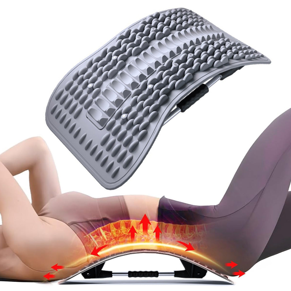 Multi-Level Adjustable Back Stretcher for Lower Back Pain Relief Grey