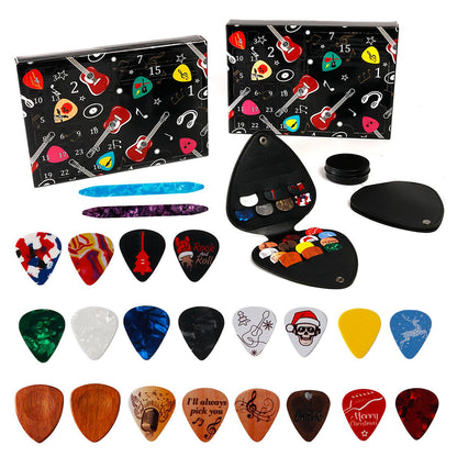 Guitar Pick Christmas Advent Calendar with Pick Holder and Metal Case