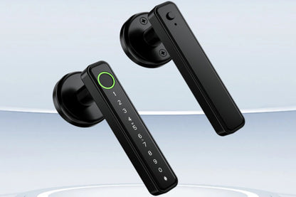 5 in 1 Smart Door Lock Fingerprint Door Knob with IC Cards and Backup Keys -Black