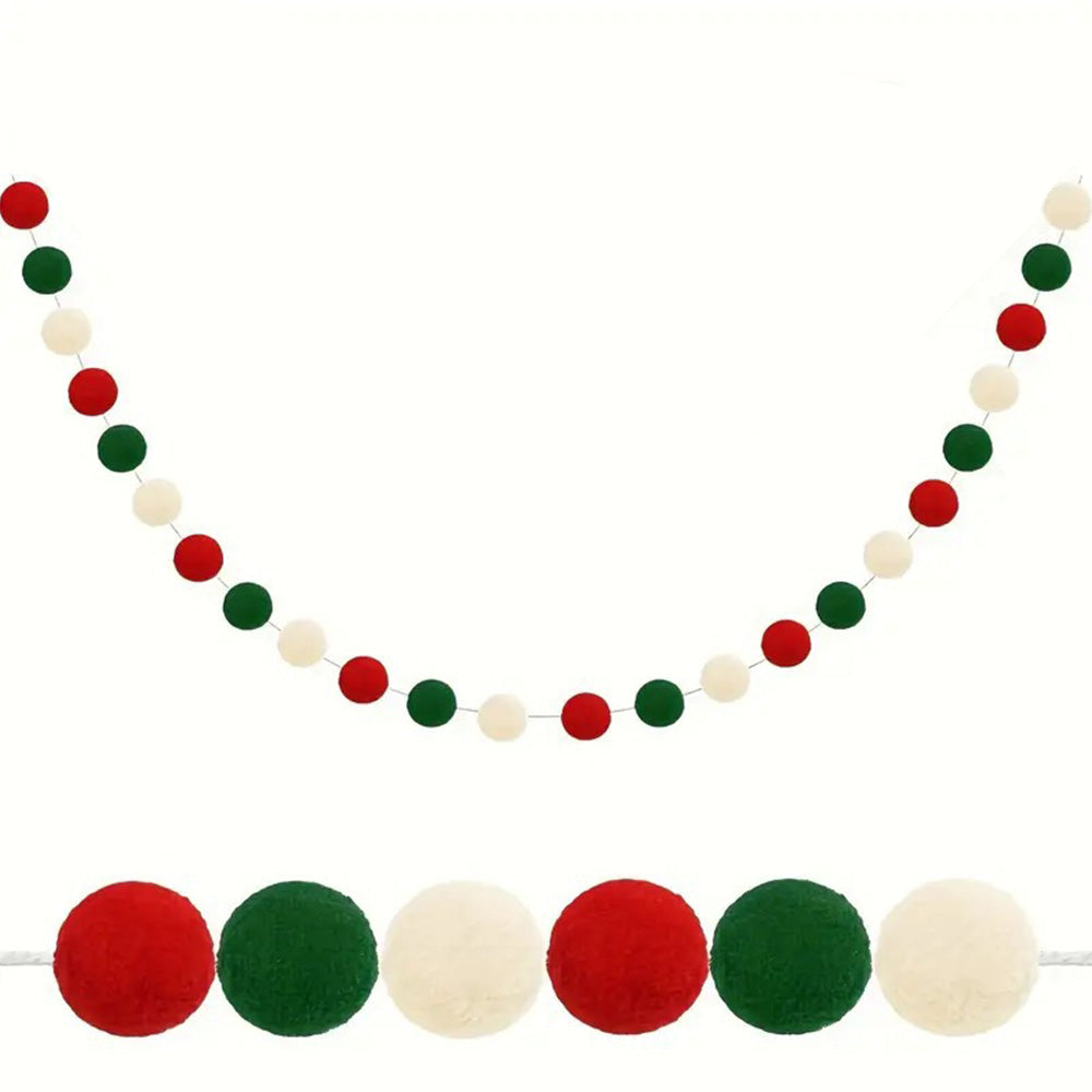 2PCS Christmas Pom Pom Garland Hanging Balls for Christmas Tree Party Decor
