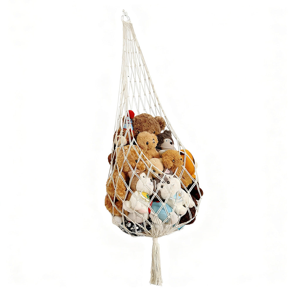 Stuffed Animal Storage Organizer Hammock Hanging Plush Toy Holder Beige