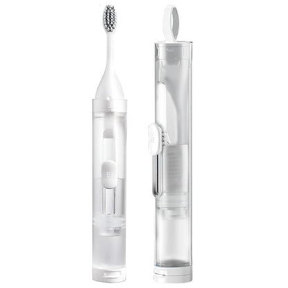 2Pcs Travel Toothbrush with Built-in Toothpaste Container Kit Foldable Toothbrush for Camping Trip