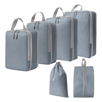 6Pcs Set Packing Cubes Travel Bags Compression Packing Organizer Bags for Travel Suitcases Storage Bags Grey