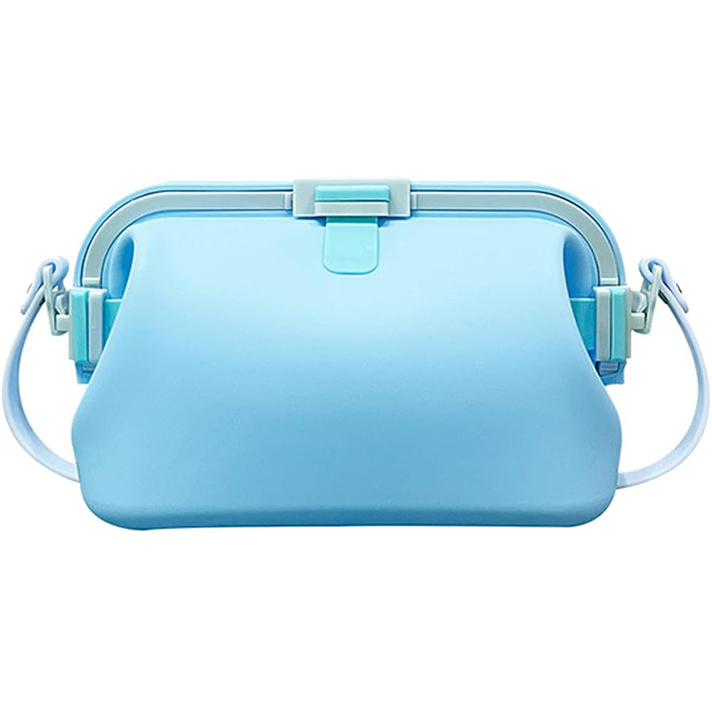 Water-resistant Foldable Silicone Beach Bag with Handle - Blue