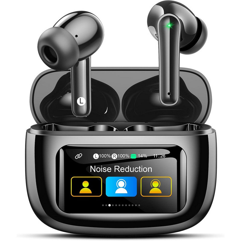 Wireless Earbuds Bluetooth Headphones with ANC Noise Cancelling and LED Display Case-Black